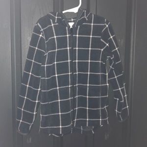 Black and white fleece hoodie